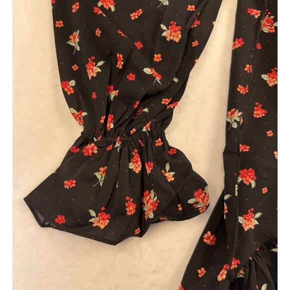 WeWoreWhat Black Floral High-Low Ruffle Maxi Dress Sz S Long Sleeves Whimsigoth - Picture 7 of 11